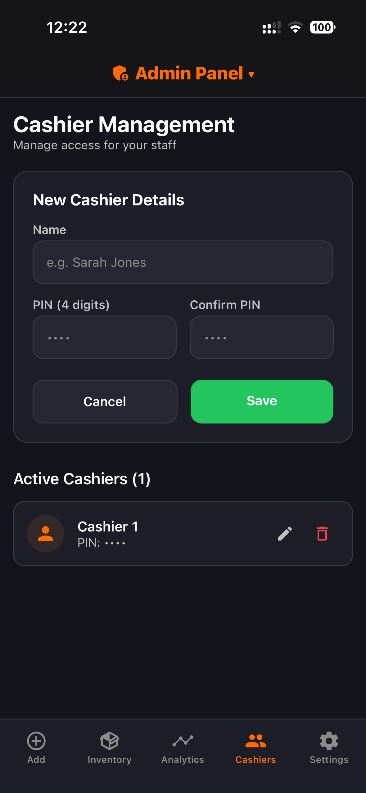 Cashier Management