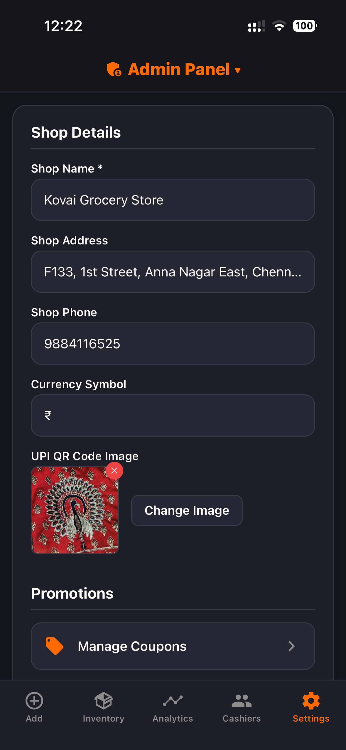 Shop Settings