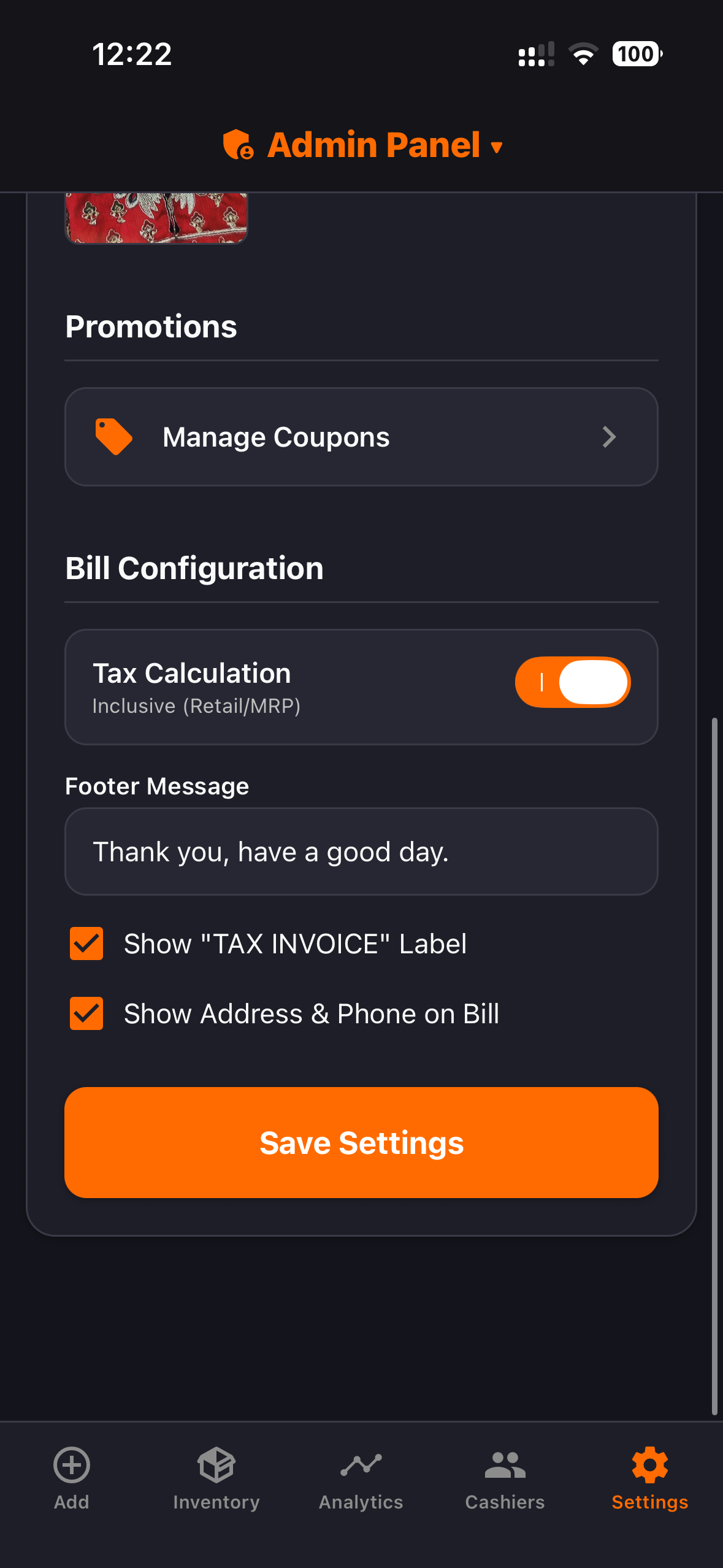 Bill Configuration