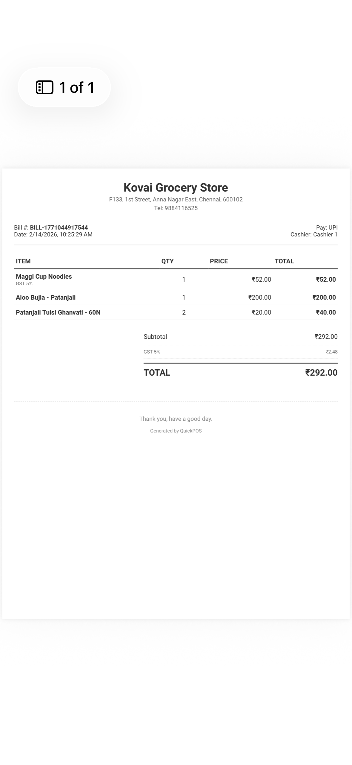 Generated Bill