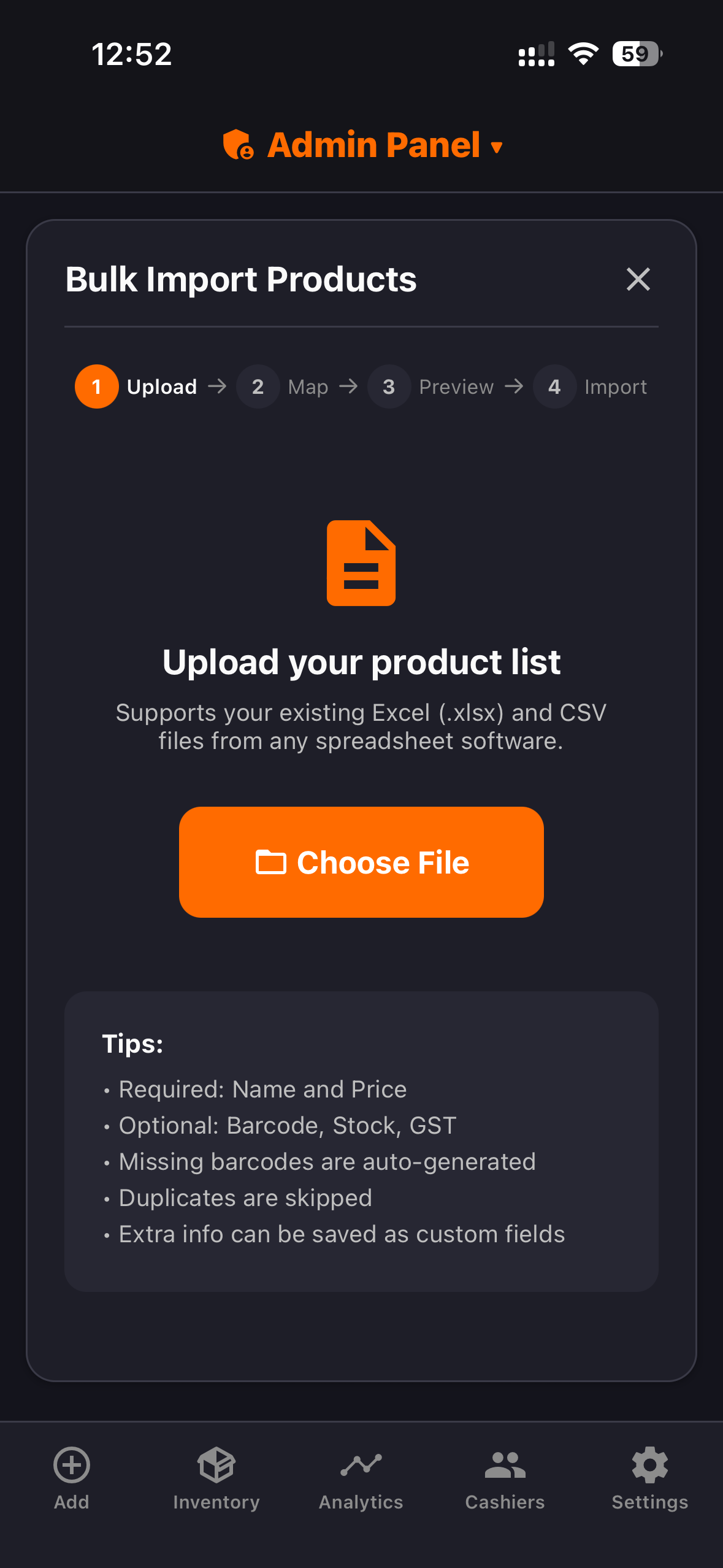 Upload Inventory